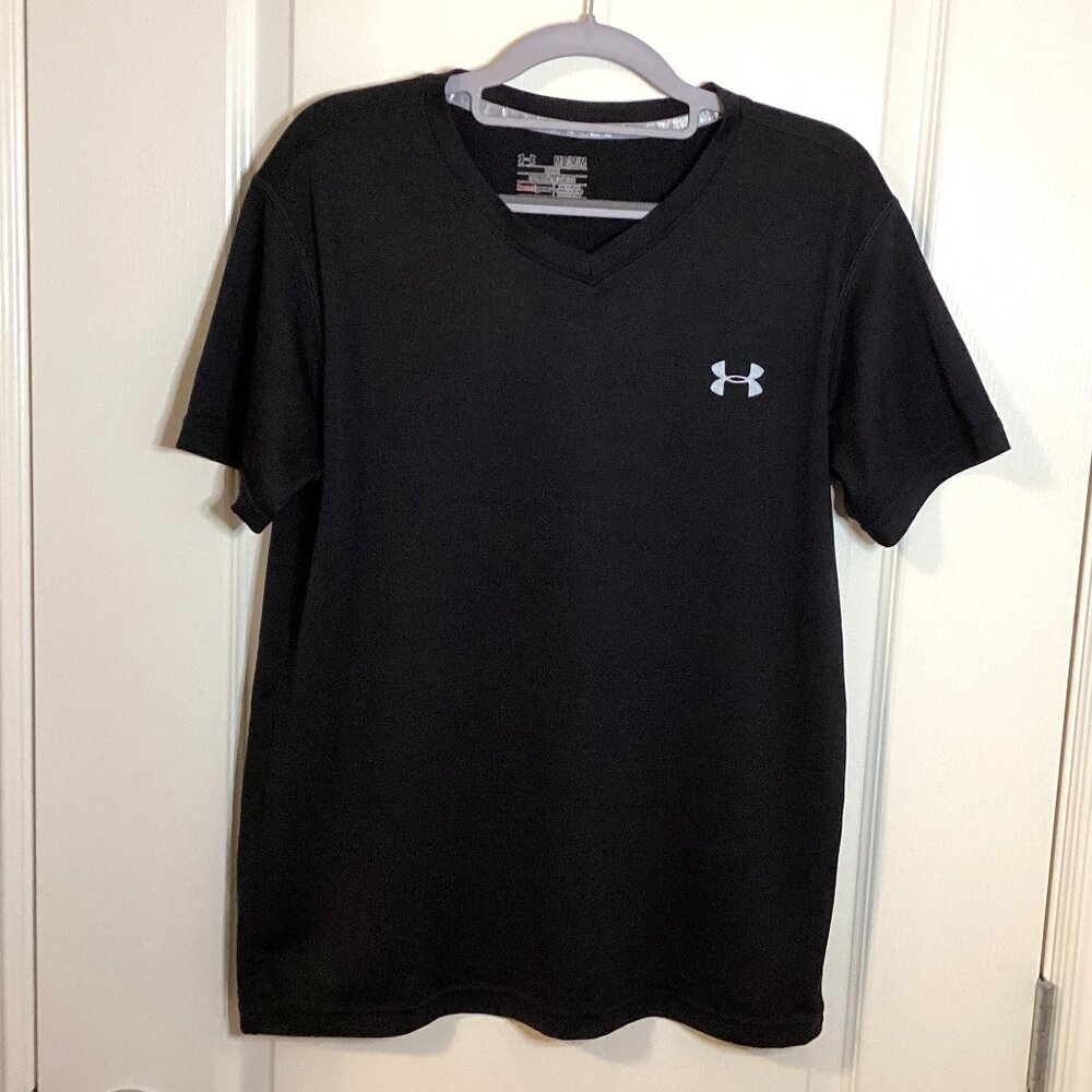 Under Armour Heat Gear Men's Black V -Neck T-Shirt Top Size M